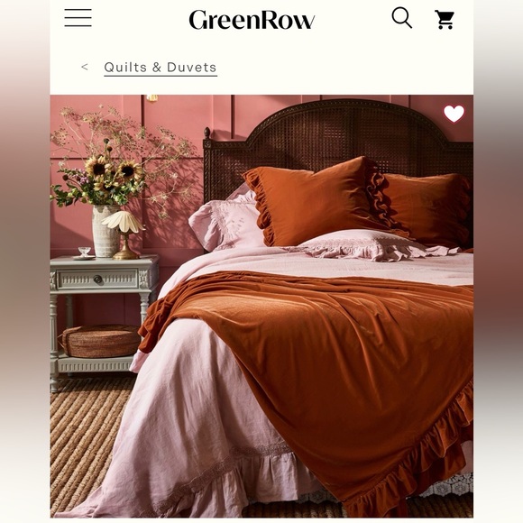 greenrow Other - GREENROW linen ruffle crochet duvet cover + shams (KING SIZE)